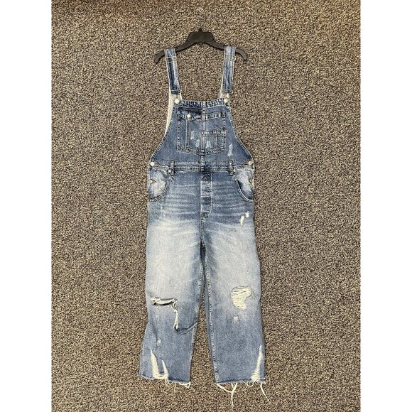 Free People Distressed Crop Overalls- sz28 - Picture 6 of 9
